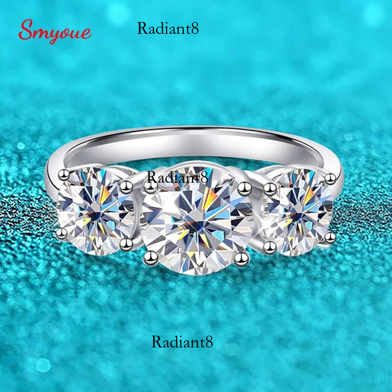 Smyoue White Gold 4/2CT Moissanite Ring for Women Sparkg Lab Grown Dia Wedding Band S Solid Sier Jewelry Wholesale