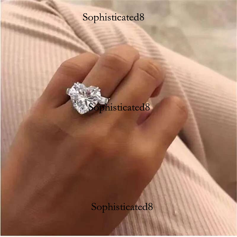 solitaire ring 4ct Lab Dia Ring sterg sier Promise Engagement Wedding band rings for women men Fine Party Jewelry
