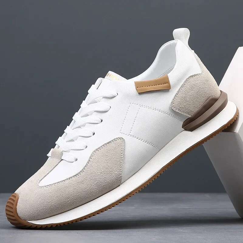 Sneakers Men Elevator Men's Genuine Leather Casual Taller Man Hidden Heels 5cm Heighten Inner High rise Lift Shoes