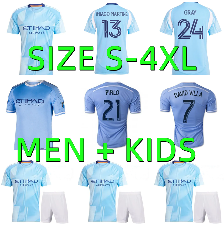 2025 2026 New York City FC soccer jerseys 2015 2016 David Villa Lampard Pirlo retro NYCFC 24 25 26 GRAY THIAGO MORALEZ Talles Magno Keaton football shirts Men kids kit