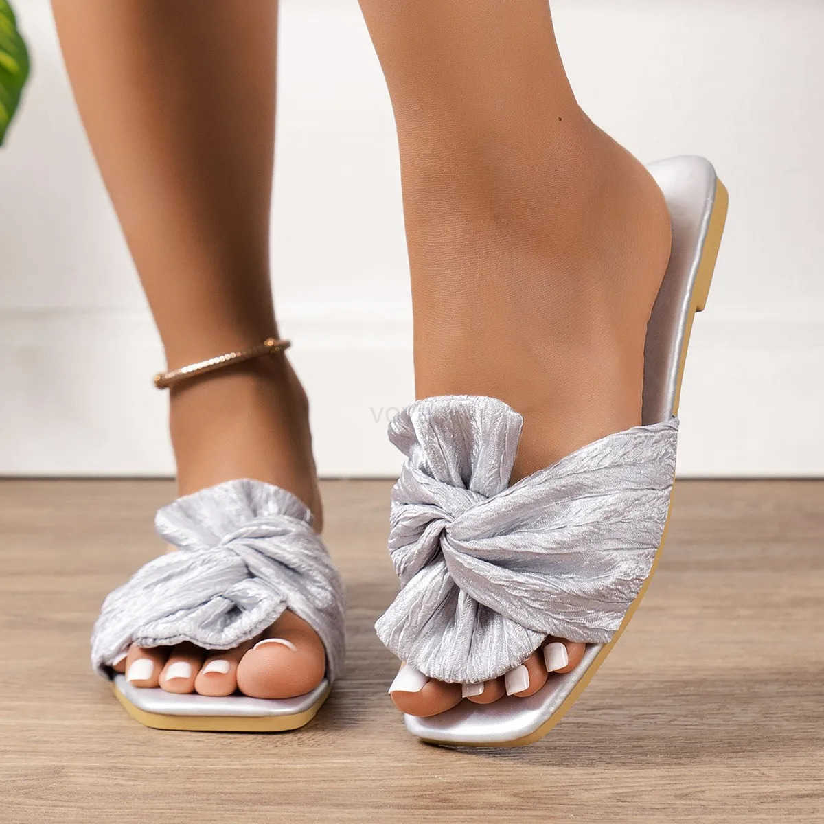 Summer Wan Slippers Fi Brand Casual Slides Ladies Flat Shoes Wan Peep Toe Beach Sandals Outdoor Flip Flops Low Heel Z250304