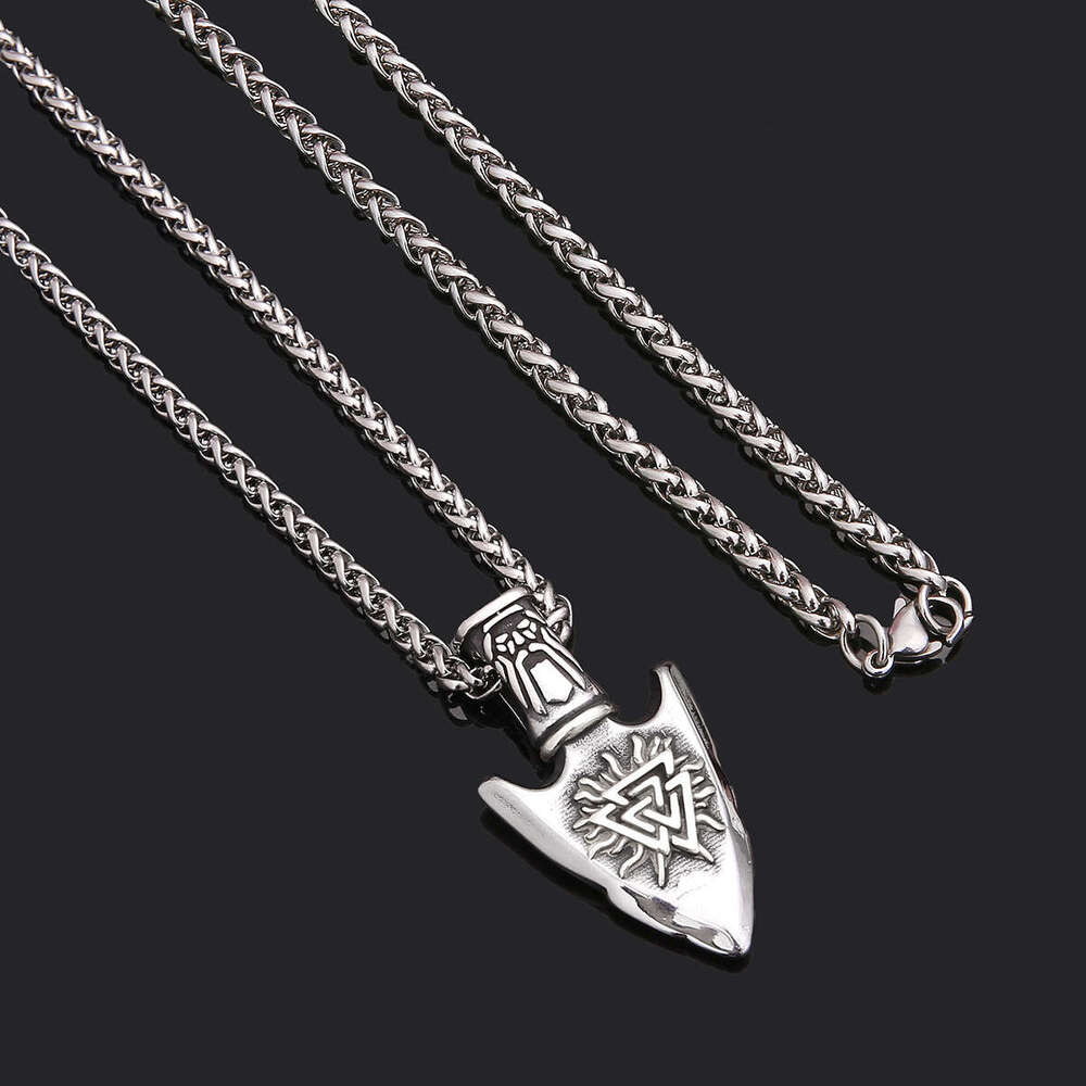 Jewelry Hip Hop Necklace Stainless Shield Pendant New Titanium Steel Orchid Chain Men's Viking