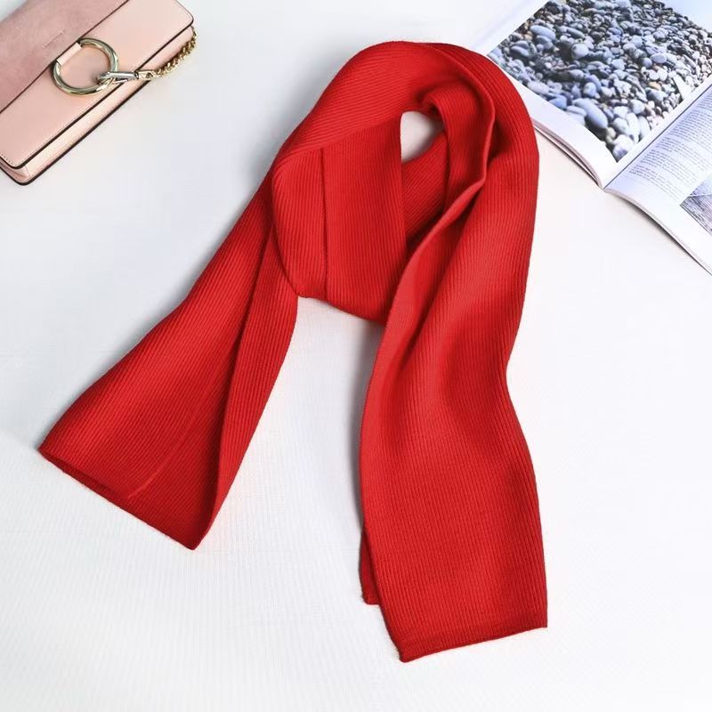 T216 warm winter scarf women spring autumn winter thick solid color wool knitted scarf Korean version