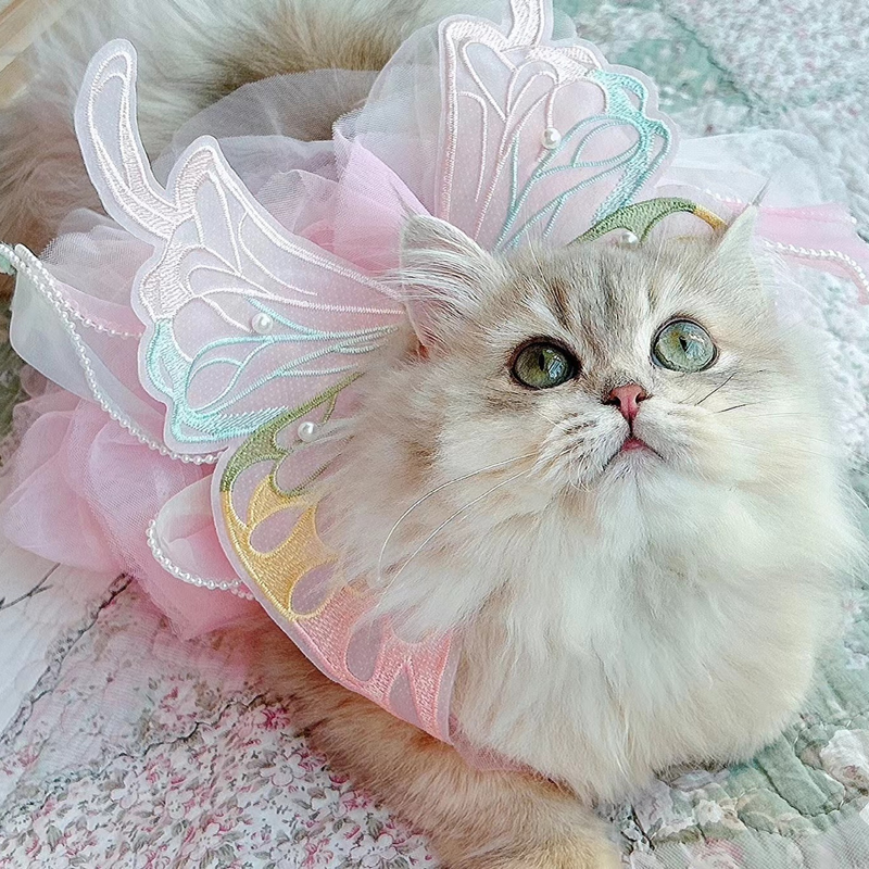 Pet Princess Dress Wedding Sress Dog Cat Clothing Aupplies Corgi Teddy Method Fight butterfly Fairy Clothes