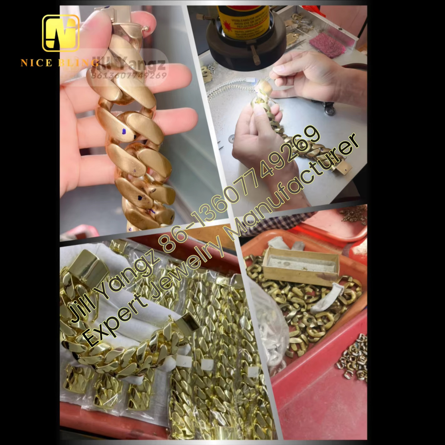 Super Thick Heavy BIG Chunky Gold Plated Necklace Bracelet 30mm Plain Cuban Chain No Moissanite Hip Hop Rock