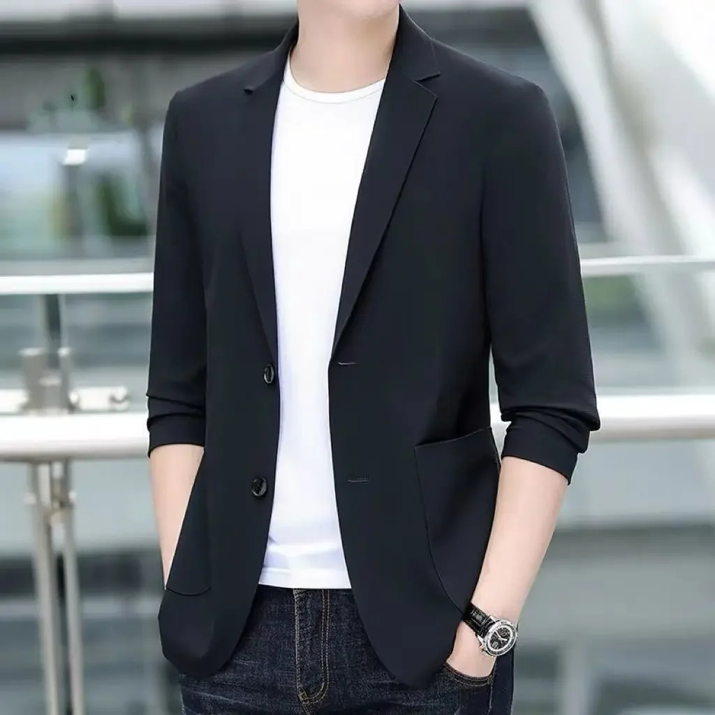 Party Coats Man Suits and Blazers Single Breasted Jacket for Men Black Menswear Summer Simple Clothing in Spring Clothes 250303