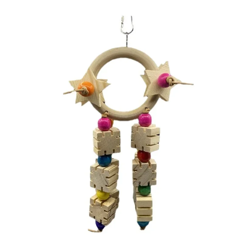 Parrot Toys, Five Pointed Star Rings, Bird Supplies, Tools, Chew Swings, Wooden Medium To Large Bird Toys Bird Accessories