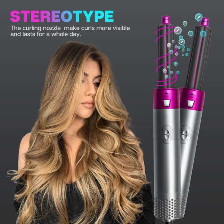 Curling Irons 5-in-1 large wave forming machine hot air care roller wet dry hair dryer 1000W automatic rotating curling iron z250304