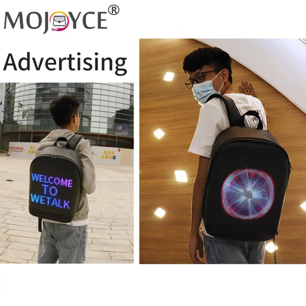 Ship from US Outdoor Walking Billboard Wifi Bags LED Display Screen Backpack Business Travel Laptop Bag Multifunction School 250304FBB