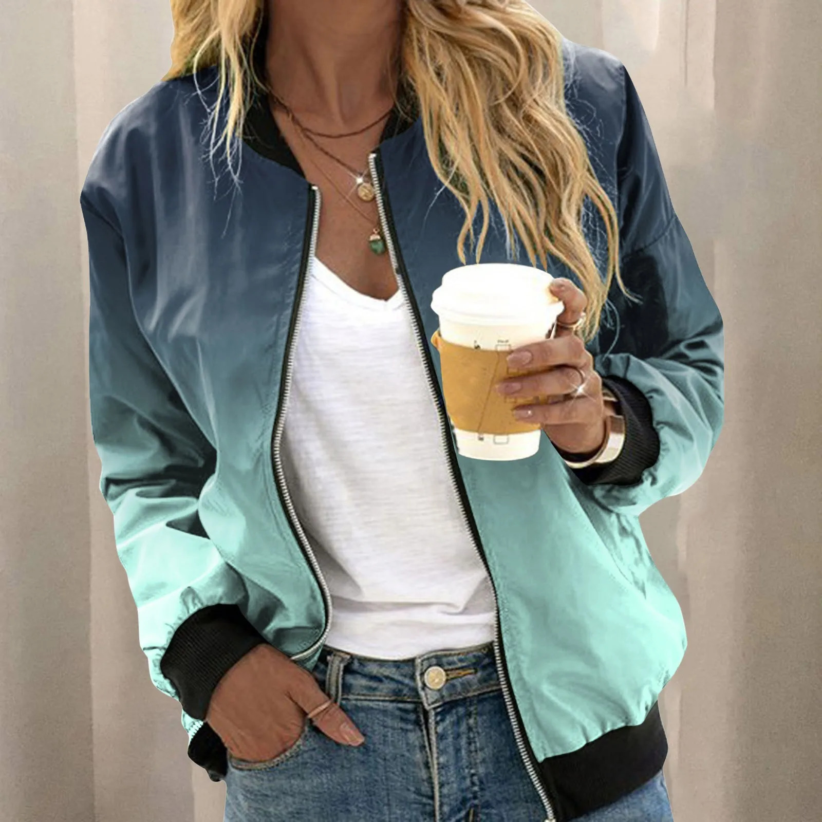 Womens Winter Jacket Outerwears Casual Daily Jackets Lightweight Zip Up Clothing 250226