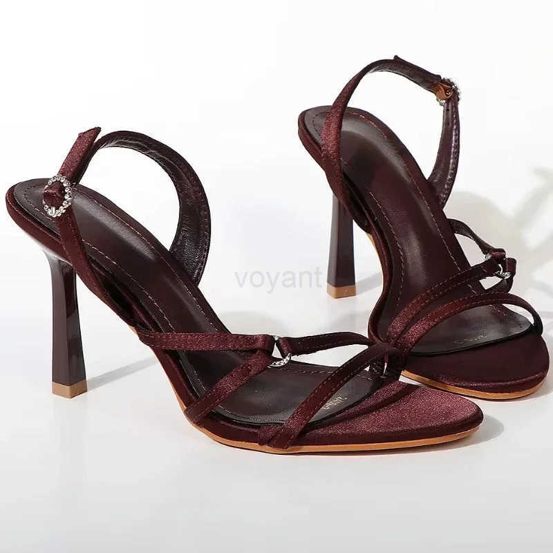 Fi Brand Thin H Modern Sandals Wen Open Toe Elegant Slingbacks Shoes Hollow Fine Strip Designer High H Fem Z250304