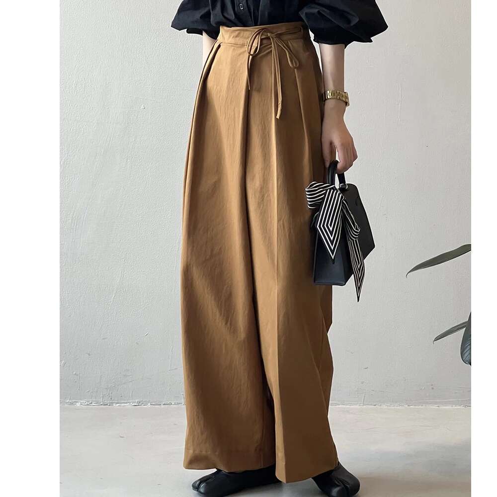 2024 Women Casual Wide Leg High Waist Fashion Clothes Black Brown Pants Female Trousers