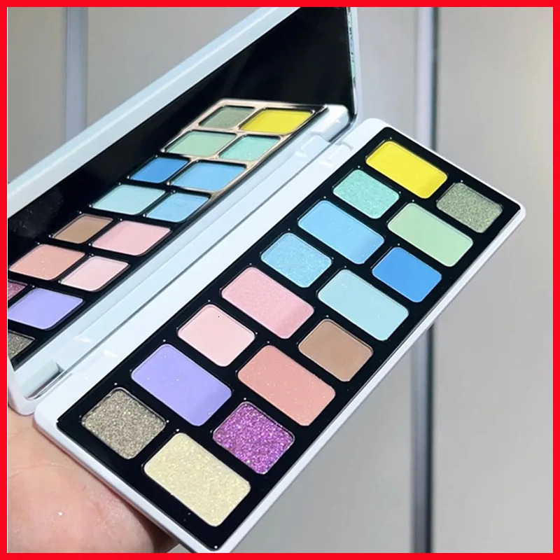 16 Colors Shimmer Glitter Matte Eyeshadow Highlighter Palette Smoky Self-organizing Disc 3-In-1 Waterproof Sweatproof Cosmetics 250227