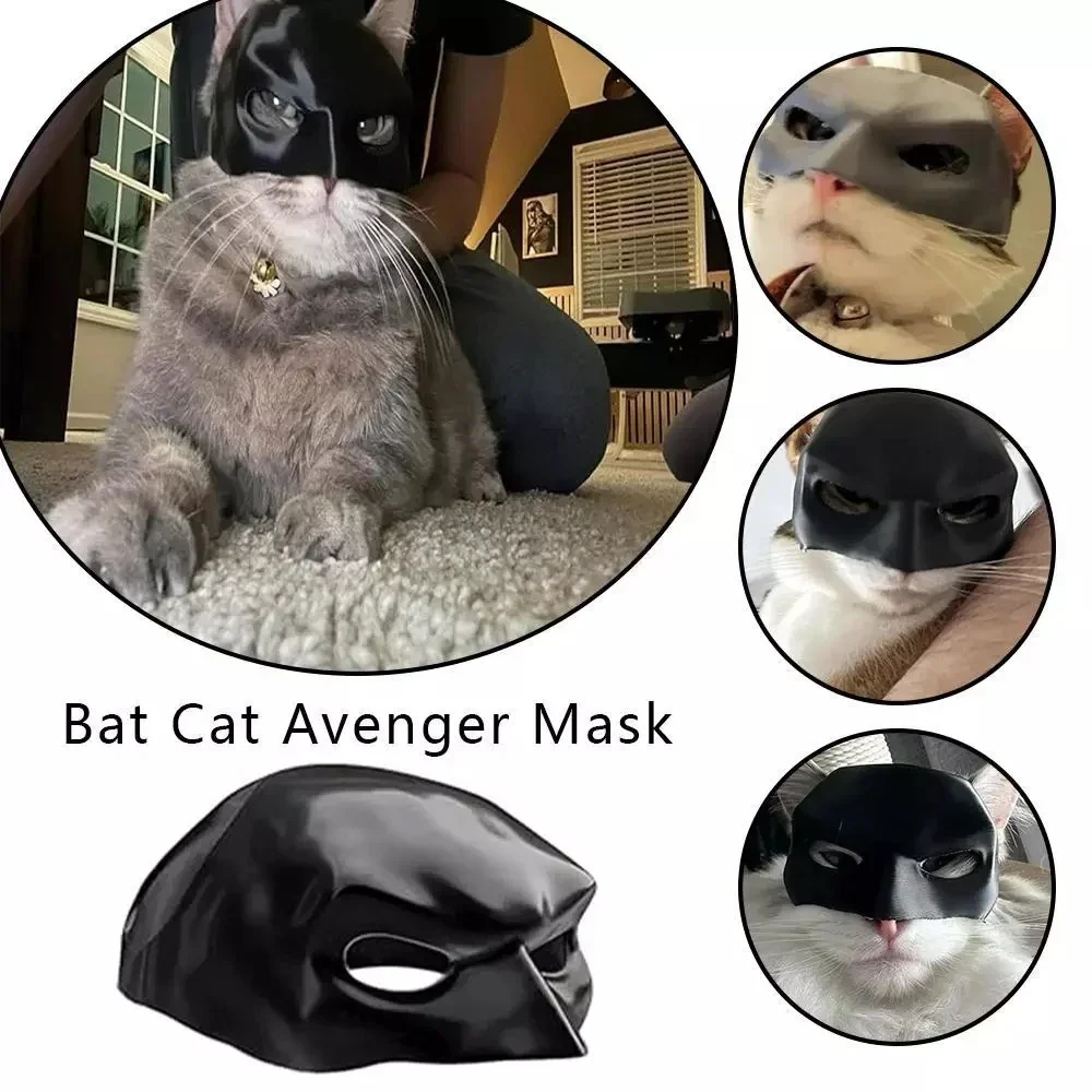Bat Cat Avenger Mask, Black Matte Bat Mask Superhero Pet Toys, Cat Bat Pet Man Mask for Cat and Dogs Spooky Make-up Party Toy