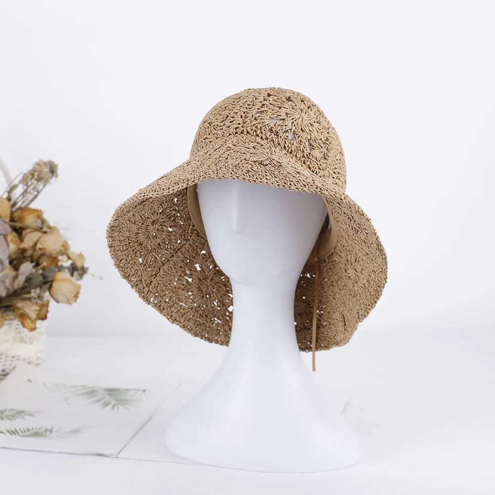 NEW Women Str Hats crochet hat bucket hat UV Protection Sun Visor Beach Hats Women Visors Foldable Female Women Summer Sun hatXJ250304