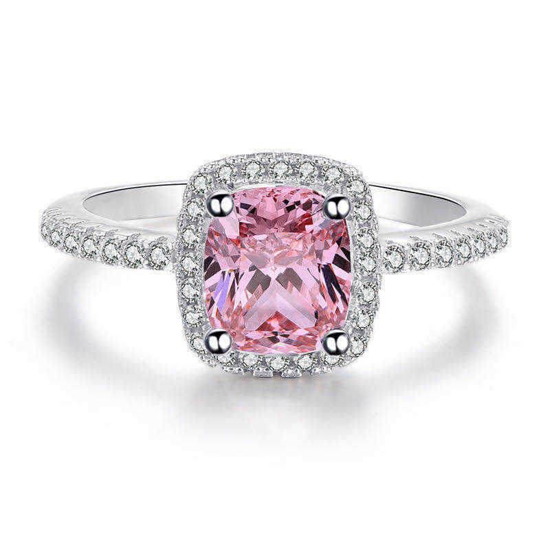 Couple Rings Advanced Square Color Large Zircon Ring Simulation Diamond Ring R466 H25303