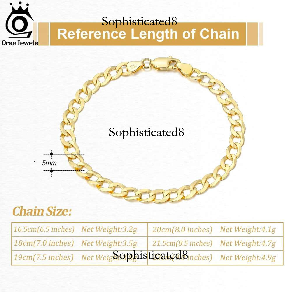 ORSA JEWELS Sterg Sier 3mm/5mm Dia-Cut Cuban for Women Men Fashion k Chain Bracelet Jewelry SB123