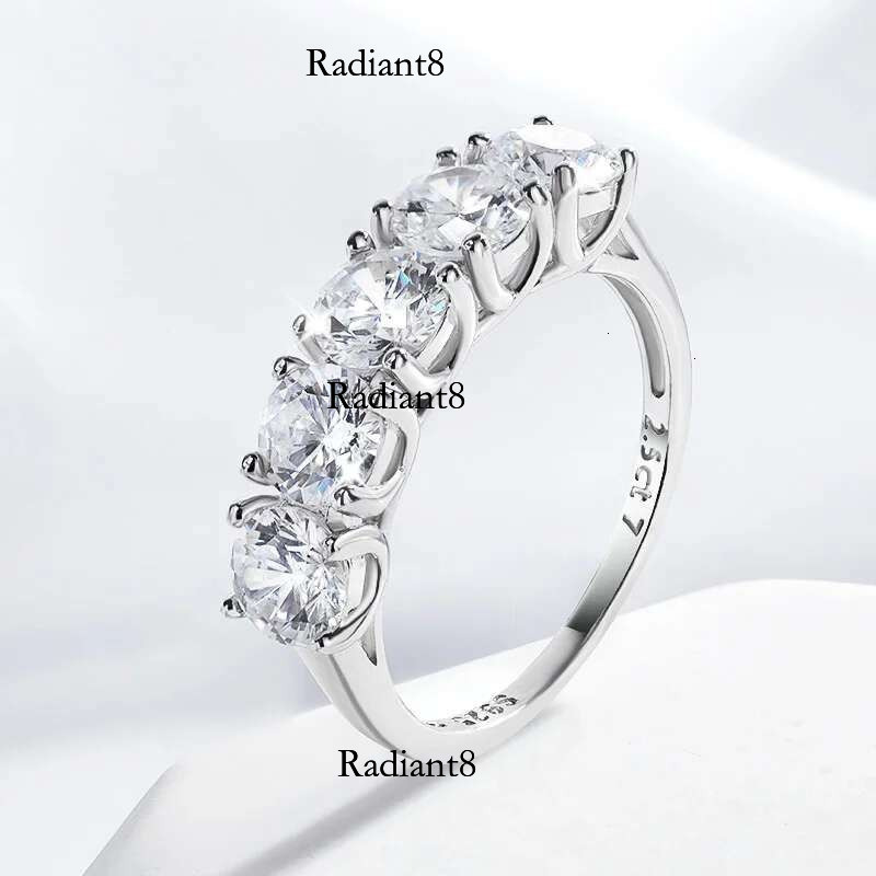 Smyoue 2.5/5CTTW D Color Genuine Moissanite Rings for Women 5 Gemstone Bridal Wedding Jewelry Sterg Sier Wholesale Ring