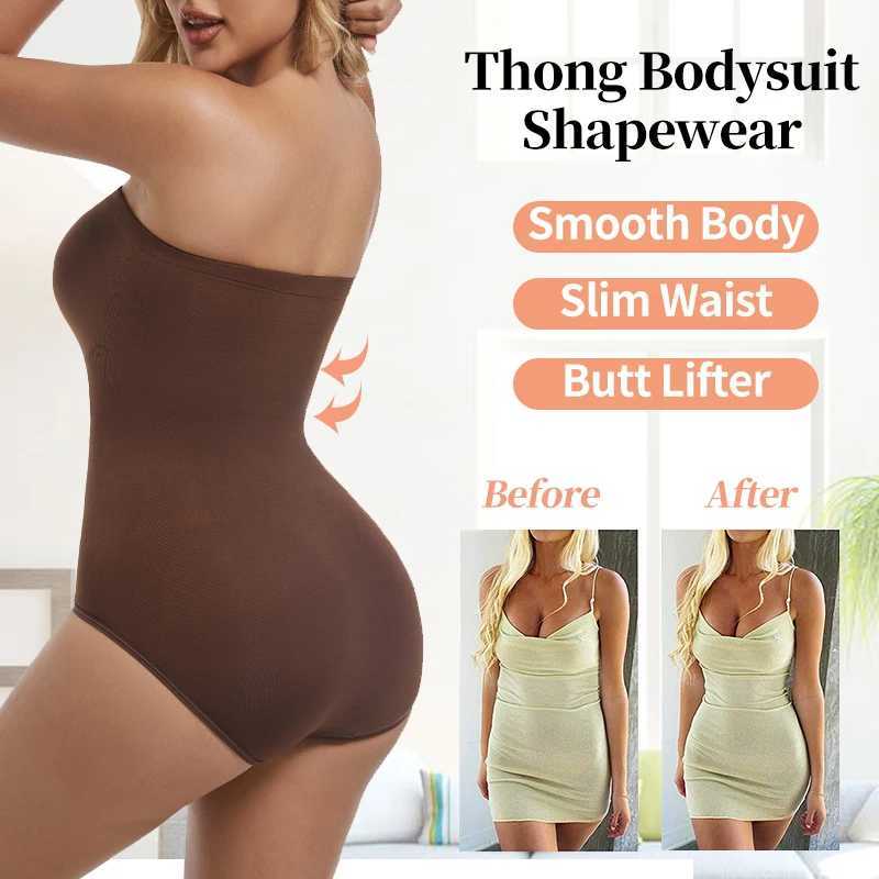 Womens Strapless Jumpsuit Shapewear New Sexy Briefs Bodysuit Butt Lifter Compression Waist Trainer Push Up Backless ShaperXJ250304