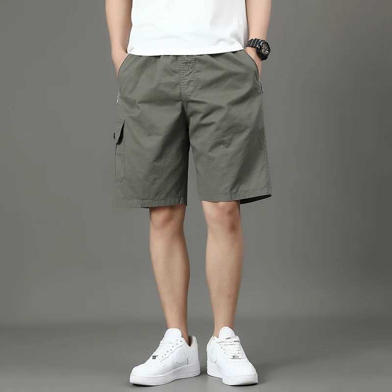 Summer new mens work shorts pocket zip trend versatile casual trousers five work trousersT250304
