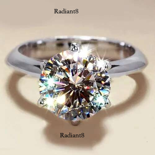 PT950 Platinum Real Moissanite Dia Ring Solitaire VVS 1 2 / 3 Wedding Band Fine Jewelry For Women