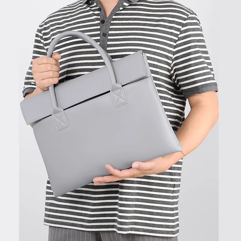 Briefcase Women Executive PU Leather Handbag Office Work Business Commuting Meeting Simple Durable Bag for Man 14 inch Laptop 250228