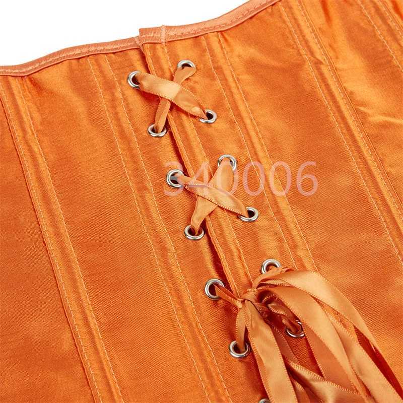 Caudatus Corset Womens Top Corset Satin Sexy Lace Strap Corset Brocade Retro Style Korsett Plus Size OrangeXJ250304