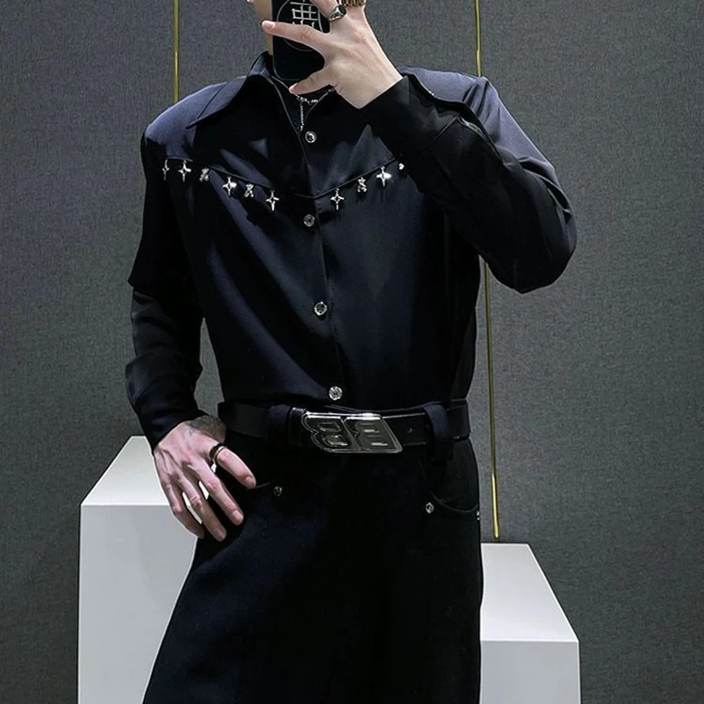 Fashion party dance niche high-end mens clothing summer street trend solid color loose casual Y2k mens clothing 250227
