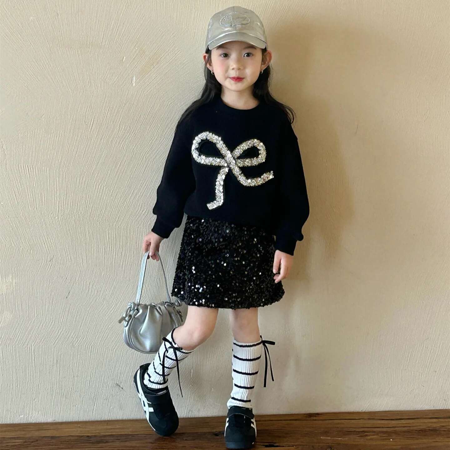 Sweater 2025 Spring New Childrens Clothing Korean Fashion Bow All-Match Casual Hoodie Kids Clothes Girls