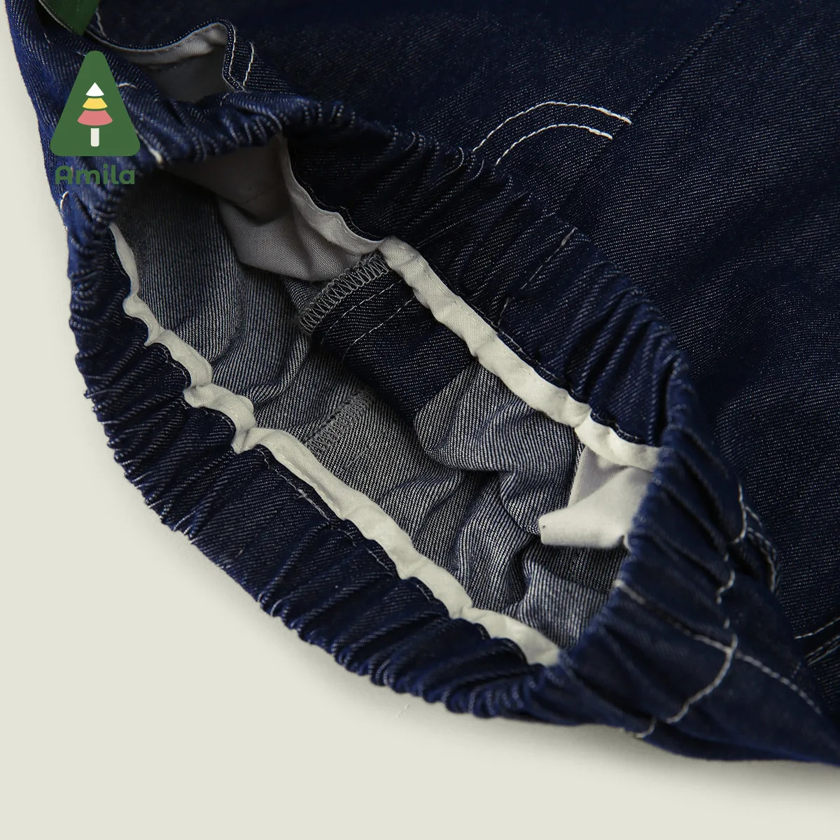 Amila Summer Boys Bottom Soft Denim Patchwork Cartoon Cat Dark Blue Boutique Breathable Quarter Pants 0-6Y 250304