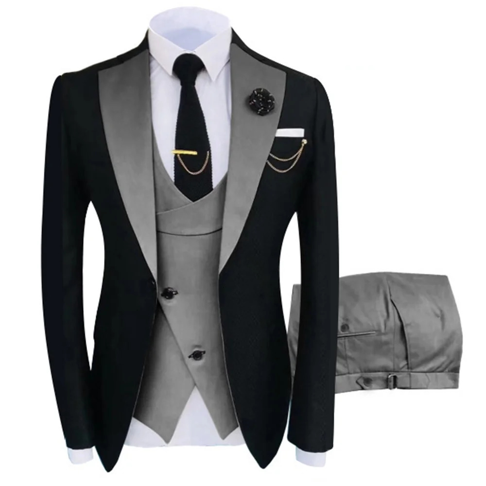 Costume Homme Clothing Party Stage Mens Suit Groomsmen Regular Fit Tuxedo 3 Peice Set JacketTrousersVest 250303