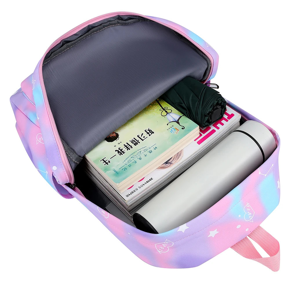 Ship from US 3pcsset Teenage Backpack School Bag Adjustable Strap Fashion Travel Waterproof Back Rucksack for Kid Child 250304FBB
