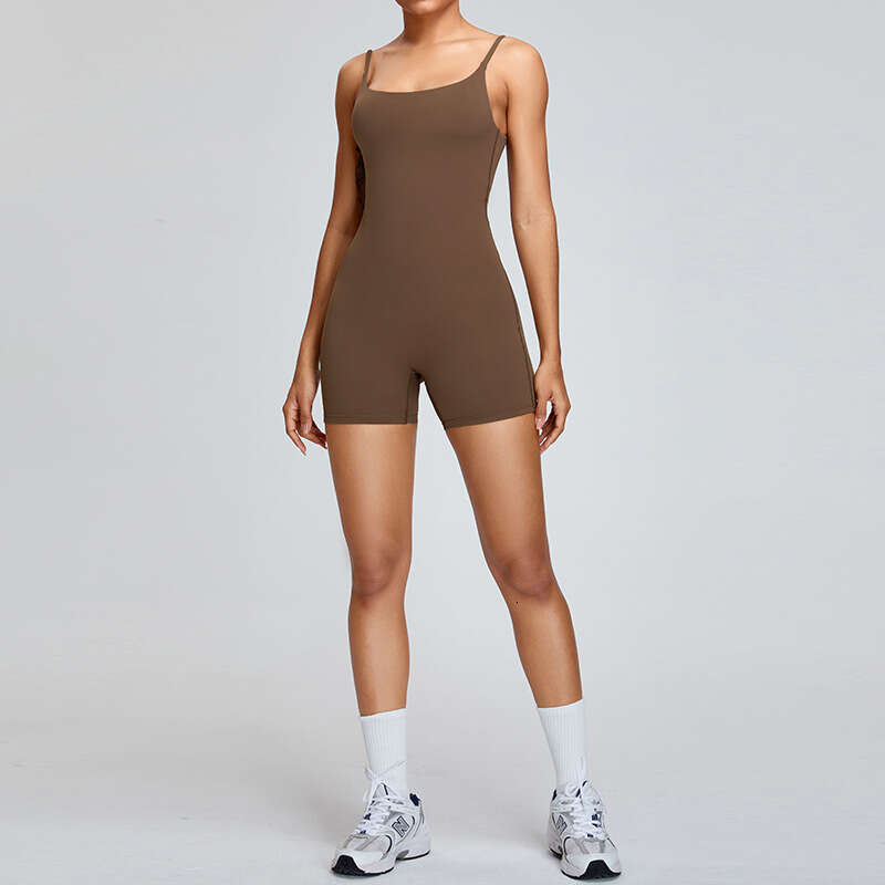 European and American nude women's high-intensity outdoor fiess yoga jumpsuit 2025 new casual versatile fashion clothing