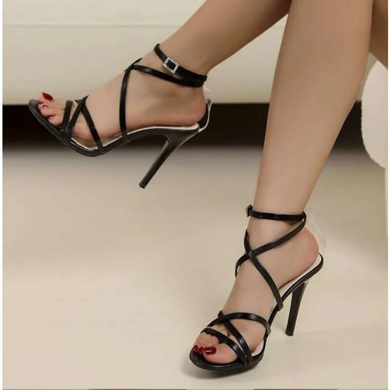 Summer Fashion Open Toe High Sandals Plus Size Lace Up Stiletto Heels Party Banquet Women's Shoes