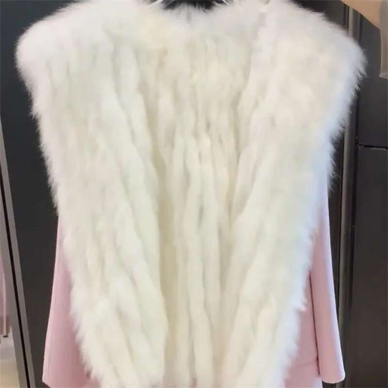 Pink Hooded Women's Autumn Winter Belt Popular Woolen Coat Fragrant Wind High End Lightweight Short Fur Neck