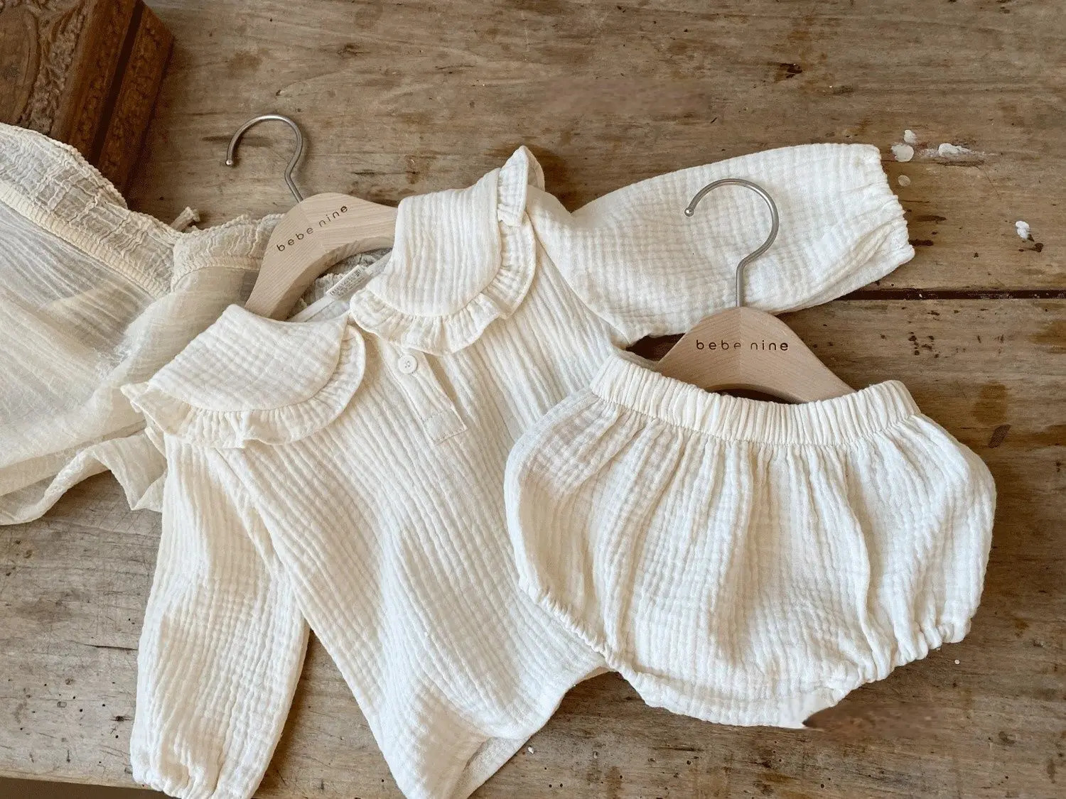 Baby Boy Girl Clothes Set Muslin Spring 0-5Y Baby Organic Cotton Lapel Navy Style Long Sleeve Tops Shorts born Baby Sets 250304