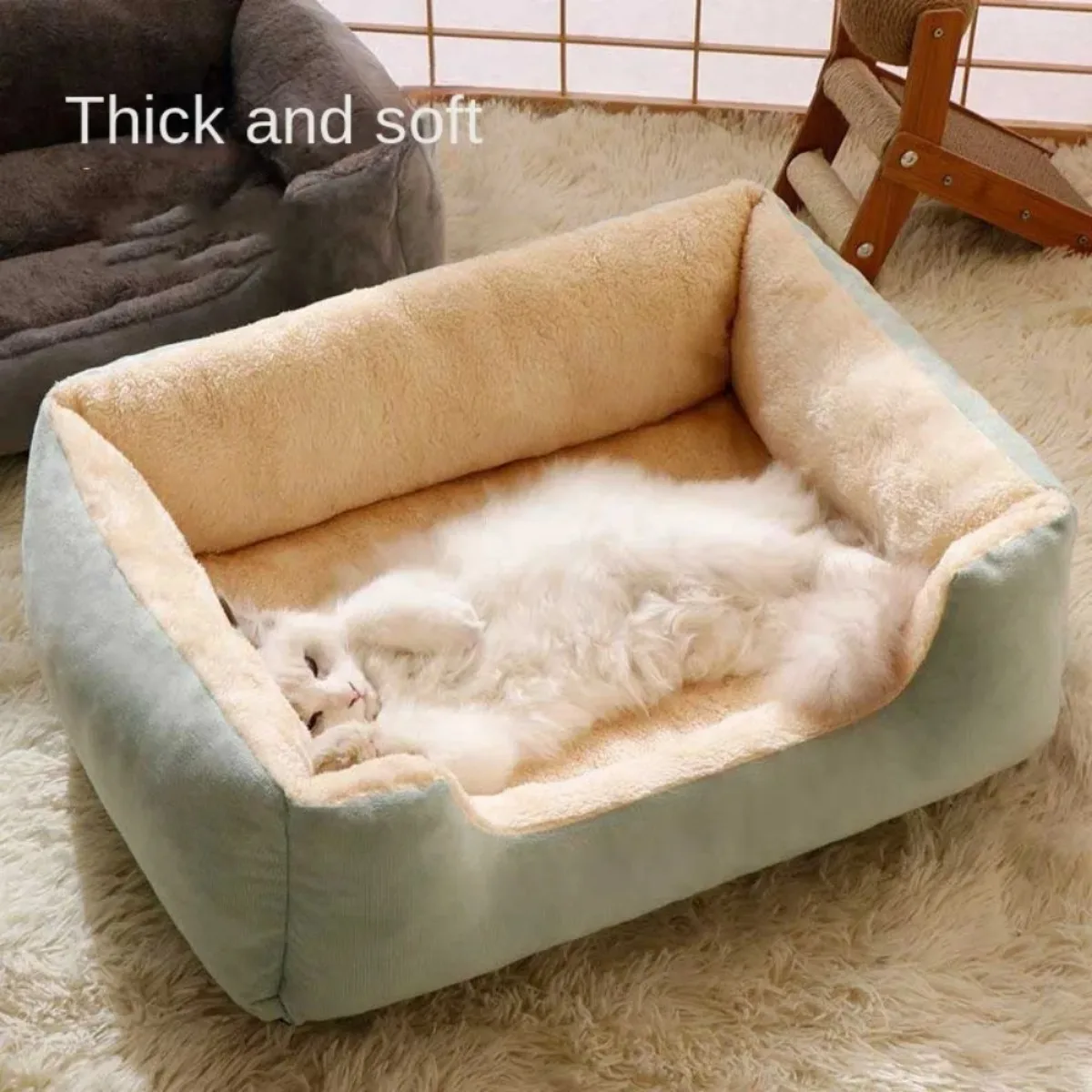 Cat Beds Dog Sofa Universal Soft Comfortable Square Kennel Washable Plush Medium Small Dog Bed House Pet Supplies Accessories