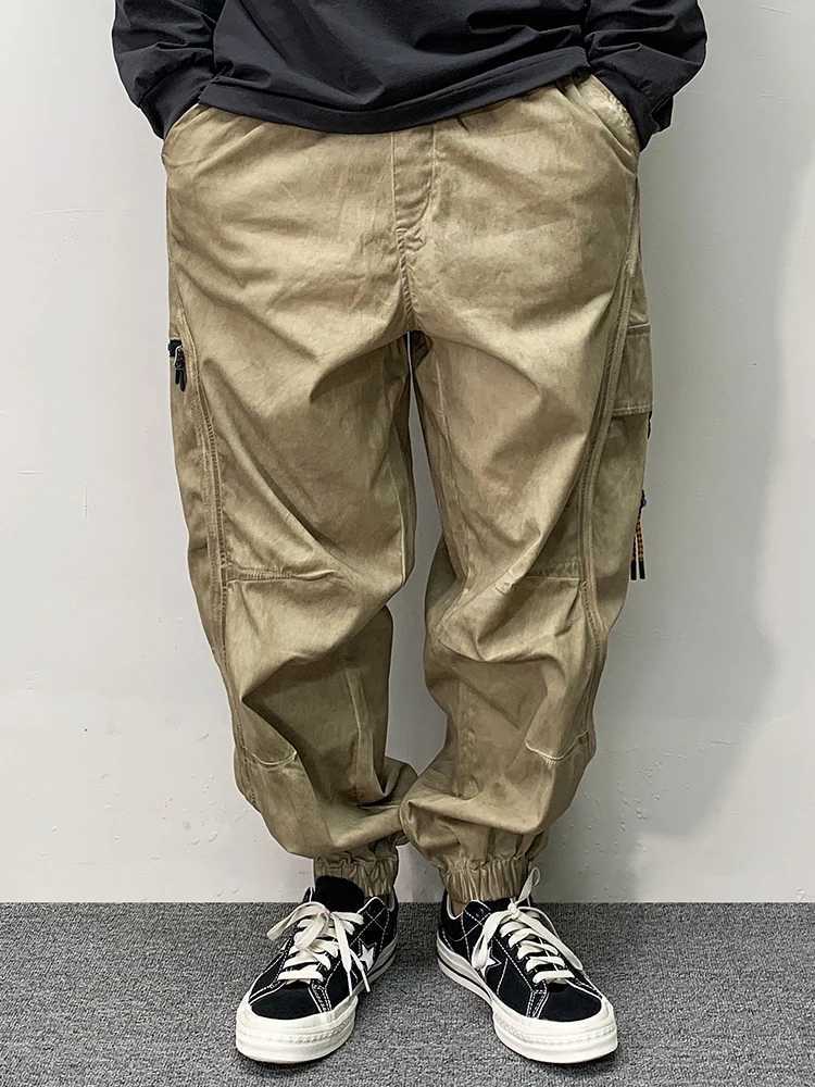 High Quality Vintage Khaki Cargo Pants Streetwear Plus Size Mens Clothing Harajuku Casual Joggers Korean Fashion Baggy TrousersXJ250303