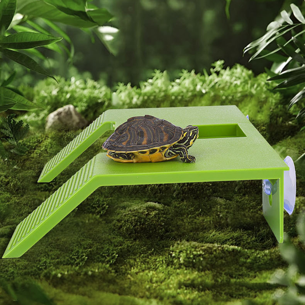 S/M Fish Tank Turtle Basking Platform Turtle Climbing Platform with Suction Cup Turtle Ramp Ladder for Amphibian Pet Aquarium