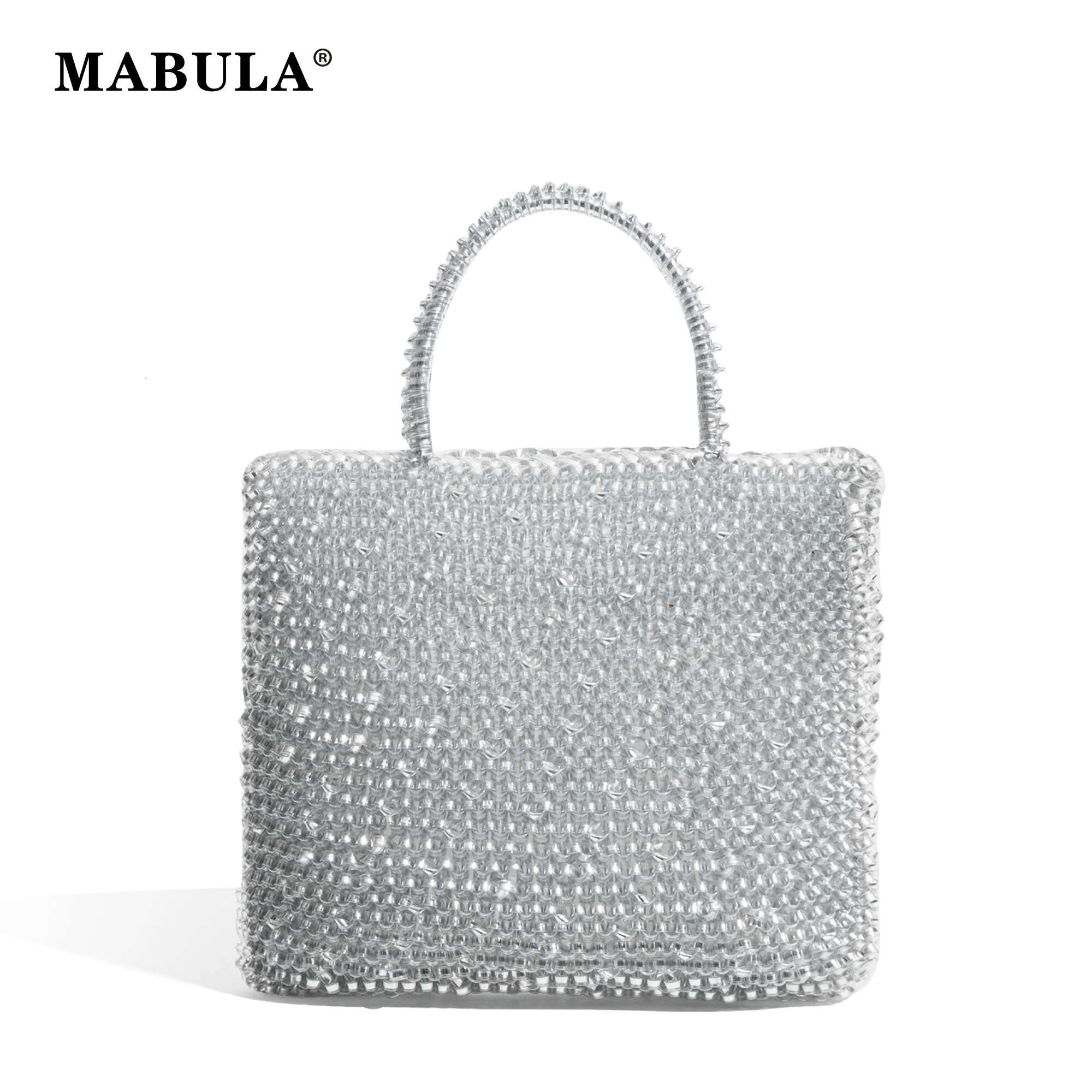 Designer MABULA PVC Fashion Square Party Tote Handbag For Women Brand Design Solid Color Ladies Daily Shopping Pouch Phone Purse
