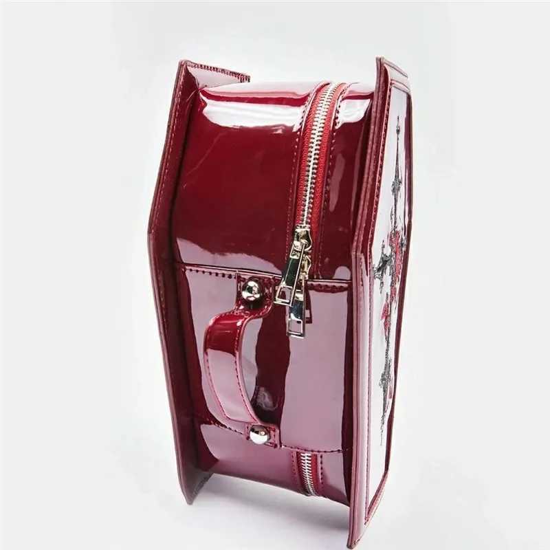 Womens punk designer luxury coffin bag handbag womens evening party handbag Y2k shoulder bag red Z250303