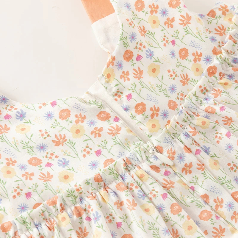 Dave Bella Summer Children Girls Baby Two-Piece Floral Print Shorts Set Sleeveless Sweet Lovely Casual DB2240822 250304