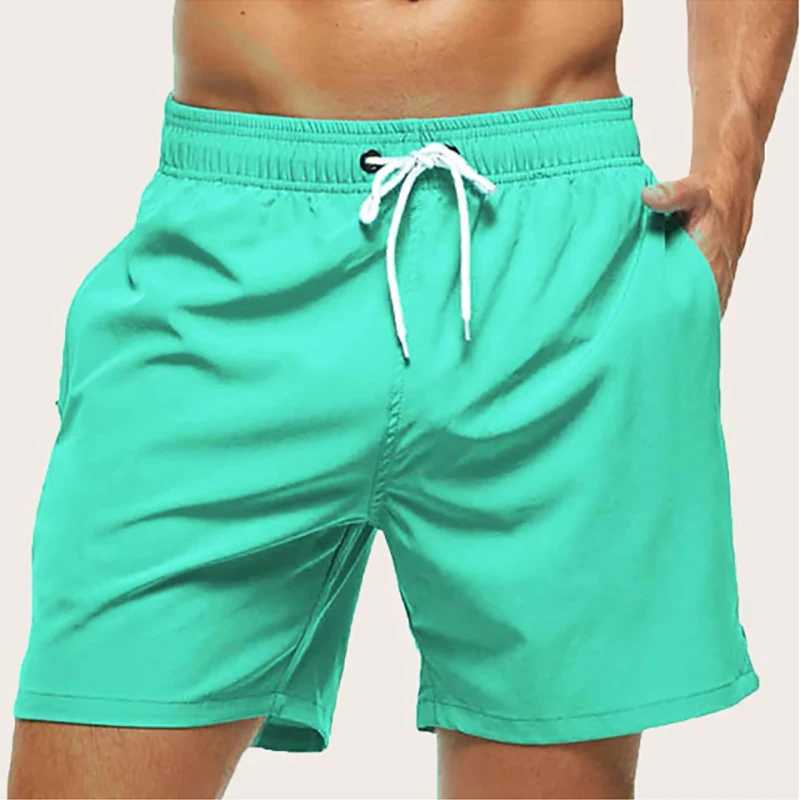 Mens Swimming Shorts Quick Dry Drawstring Elastic Waist Design Surfing Water Sports Beach Swimming Shorts SummerT250304