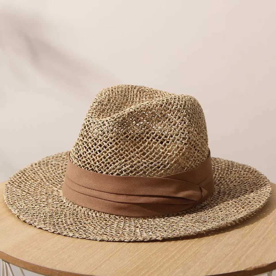 summer str hat for women ladies Luxury Sun hat Fedora summer hat beach hat French Panama hat Wide Brim men c colorful stripXJ250304