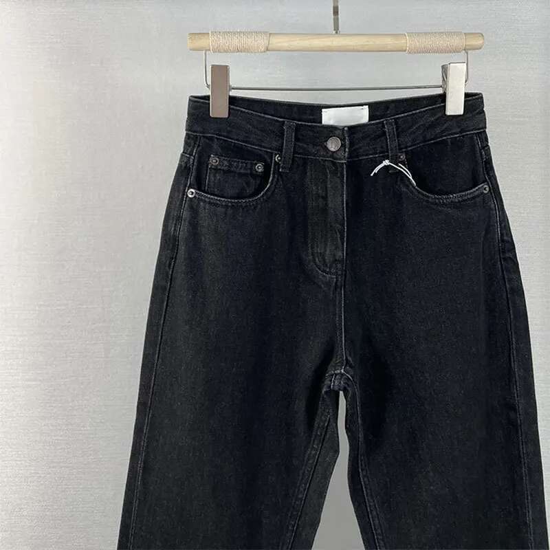 High Quality Women Simple Straight Leg Jeans High Waist Versatile Casual Denim Pants