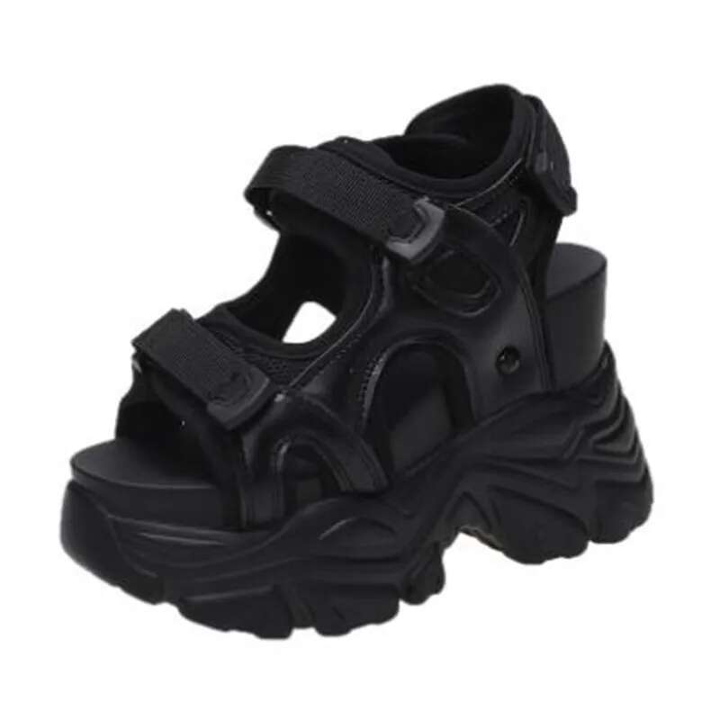 Gladiator 10.5CM Platform Lace Up White Sandals Women High Heels Wedges Casual Sports Shoes Woman Summer Autumn Sneaker