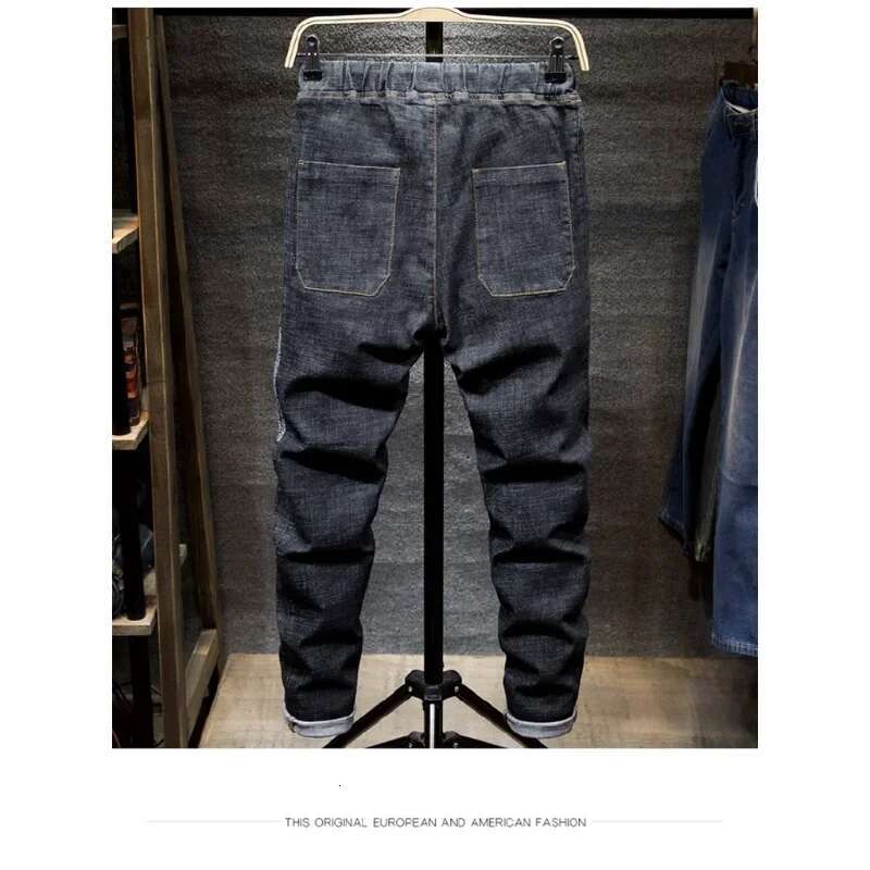 Plus Size S-7Xl Men Jogger Jeans Casual Fashion Stretch Elastic Loose Slim Denim Pants Streetwear Hip Hop Drawstring