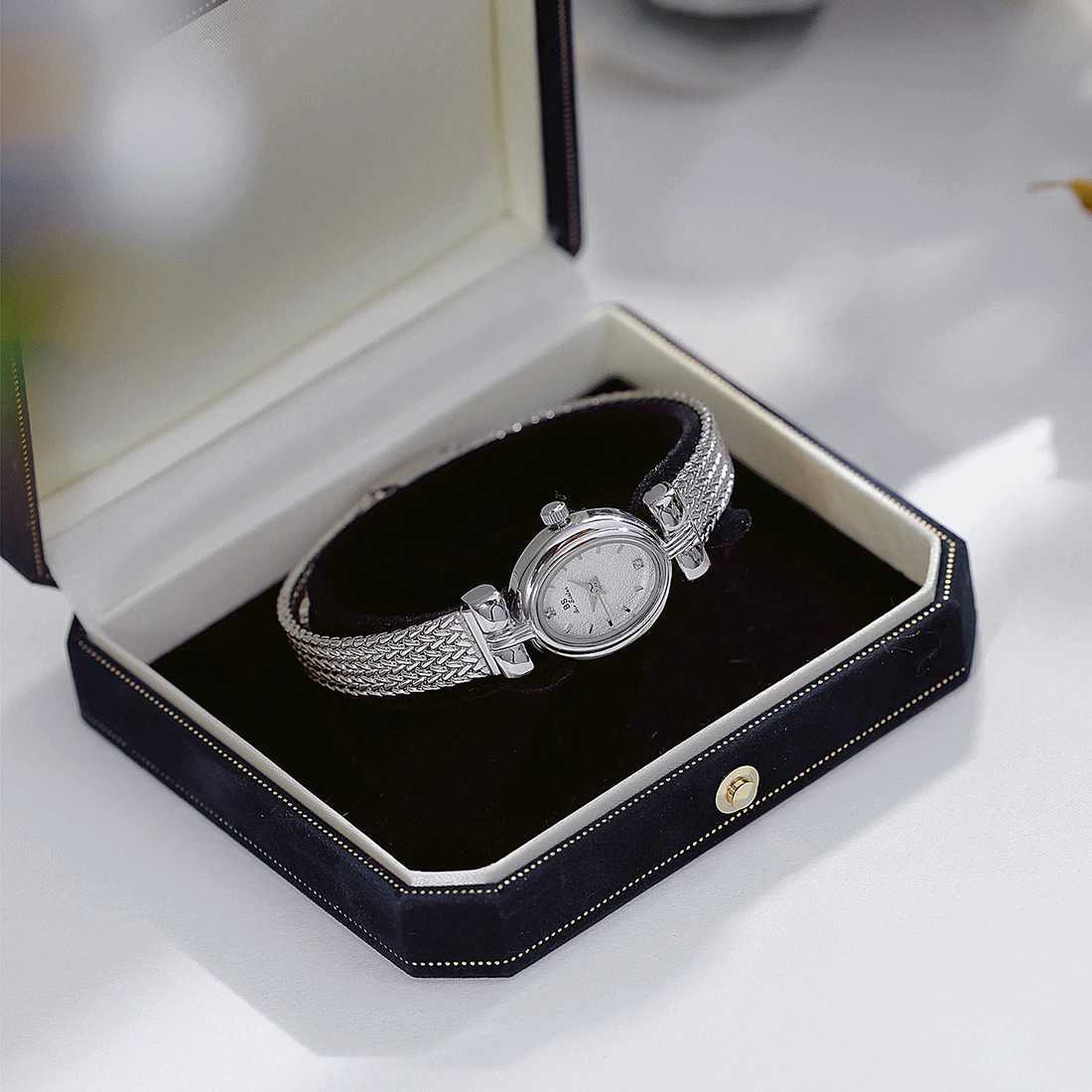 BS Original Brand For Woman Oval Gold Mesh Str Vintage Women Ladies Quartz Ice Luxury Birtay Gifts WomenXJ250304
