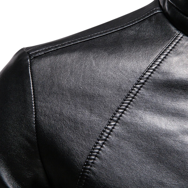 TRAF Leather Mens Coat Trend Handsome British Style Vintage Stand Collar Casual Motorcycle Jacket 250304