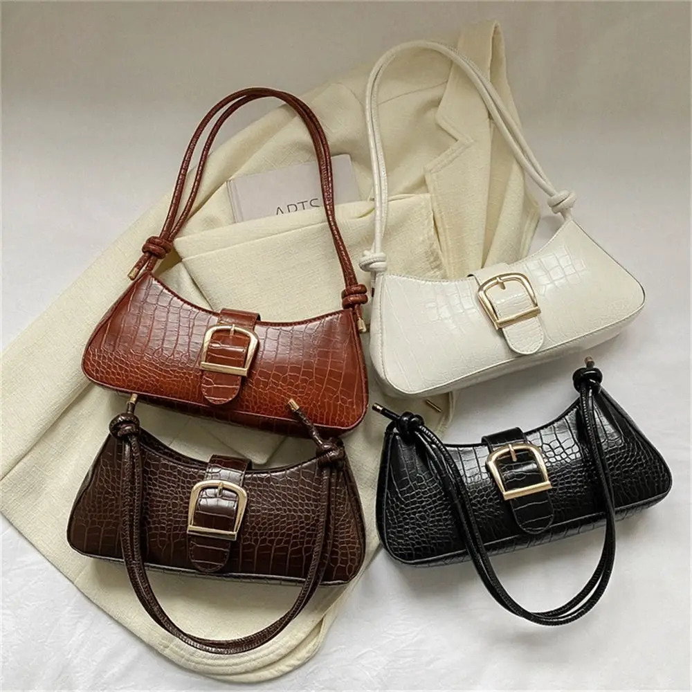 Womens Fashion PU Leather Strap Bag Solid Color Shoulder Bag Fashion Portable Large Capacity Handbag 250228